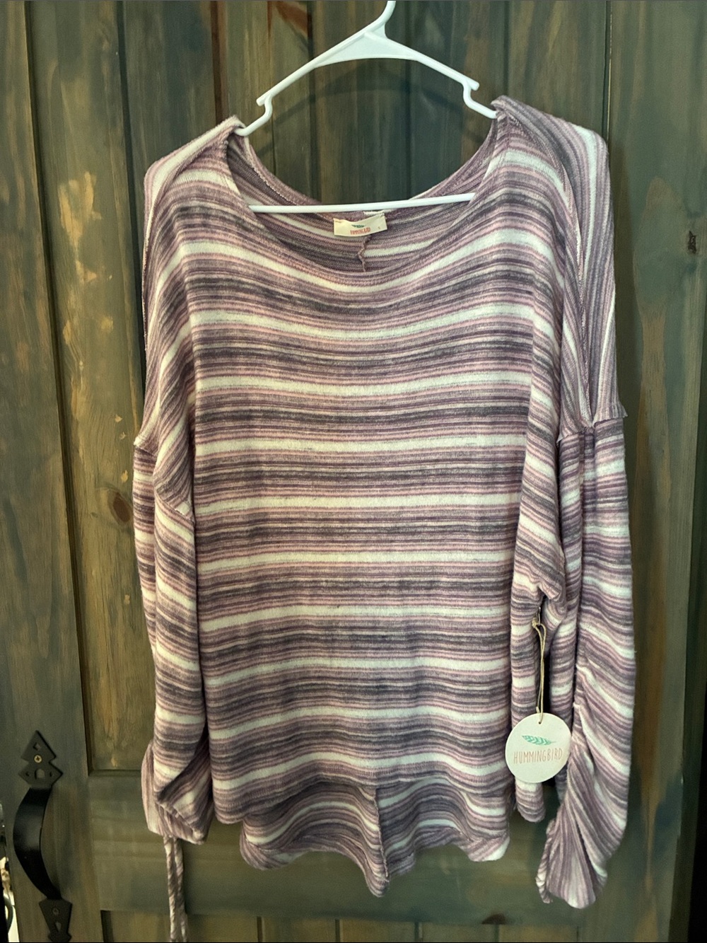 Hummingbird Striped Lavender Women's Long Sleeve Top